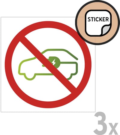 Pictogram/ stickers (3x) | Verboden om je elektrisch voertuig op te laden | 10 x 10 cm | Sticker | Elektrische wagen | Auto opladen | Laadpaal | Vakantiehuis | 3 stuks