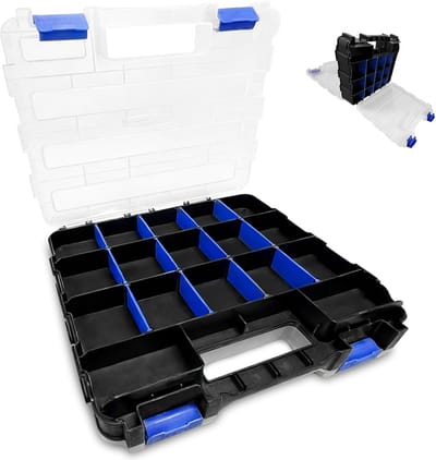 sorteerbox voor schroeven, gereedschap, organizer, 34 vakken, kleine onderdelen, organizer met afneembare scheidingswand voor schroeven, spijkers en kleine onderdelen