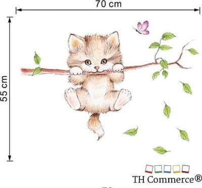 MUURSTICKER - POESJE BOOMTAK - KITTEN - POES - KAT - DIEREN - WANDDECORATIE - KINDERKAMER - BABYKAMER - JONGEN - MEISJE -TH Commerce 1144