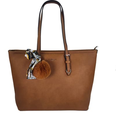 Flora&Co - schoudertas/shopper - soft - extra hoog - geschikt voor A4 mappen of laptop 14-15" - camel/bruin - ideaal voor school of werk