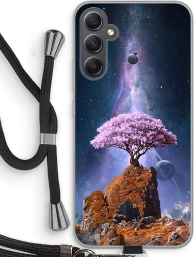 Case Company® - Hoesje met koord geschikt voor Samsung Galaxy A34 hoesje met Koord - Ambition - Telefoonhoesje met Zwart Koord - Bescherming aan alle Kanten en Over de Schermrand