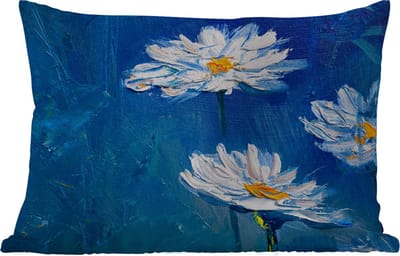 Buitenkussens - Tuin - Schilderij - Olieverf - Bloemen - Blauw - 50x30 cm