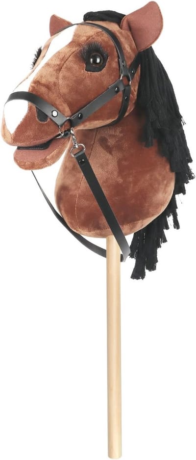 Stokpaard met Trots - Hobby Paard Kinderen - Rollenspel Plezier - Afneembare Houten Stok - 34 cm Hoofdhoogte - Bruin