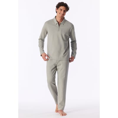 Shirt met lange mouwen, fijnrib, jacquard, rits, bright taupe - Mix+ Relax 48