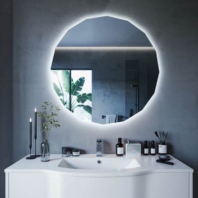 Coloray Geometrische LED Spiegel - LED Spiegel Vrije Vorm Hoekig - 60 cm x 60 cm - Badkamerspiegel Vrije Vorm Hoekig LED - Moderne Wielhoekige LED Spiegel - Koel Licht - Regelmatige Vorm Spiegel LED - Exclusieve Vorm Spiegel LED