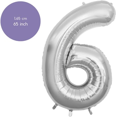 Fienosa Cijfer Ballonnen nummer 6 - Zilver - 165 cm - Helium Ballon - Verjaardag ballon - Verjaardag versiering - Leeftijd verjaardag - Verjaardagsballon - Verjaardag