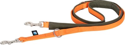 AnnyX Hondenriem -MIDDEL-BOLT-FUN- Verstelbaar -Olijfgroen-Oranje- lichtgewicht - 2cm breed - Lengte 175cm -kleine honden-korte wandellijn
