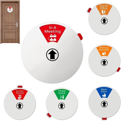 Dailygoods- Vergaderstatusbord 6-in-1 - Metaal - Niet Storen Bord - Statusindicator 15x15cm - Kantoor Toepassing - Duurzaam en Slijtvaste Opdruk - Deurbord