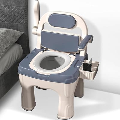 Commode toiletstoel - Nachtkastje stoel - Ondersteuning thuis - Stevige ondersteuning - 1000 lbs draagkracht - Wit