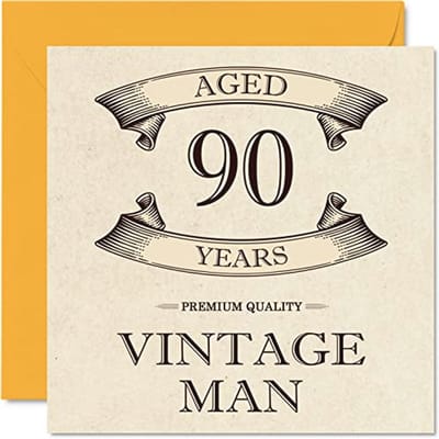 Vintage verjaardagskaart voor 90e verjaardag - leuk en humoristisch