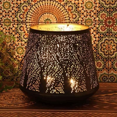 Oosters Windlicht - Marokkaanse Lantaarn - Sfeerverlichting Creëren - Handgemaakt Uniek Stuk - Ø 28 cm H 45 cm