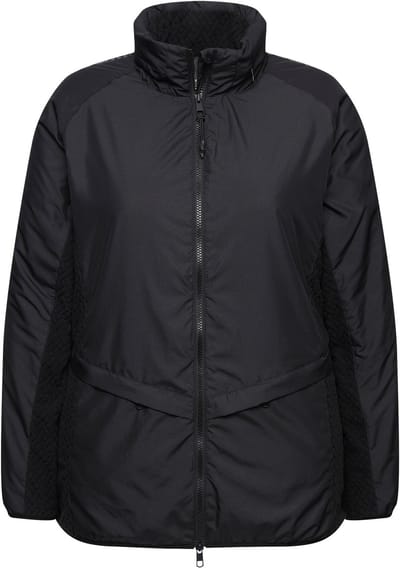 Ulla Popken - Dames - Functionele jas opstaande kraag capuchon 2-wegrits - Zwart - Maat 42+