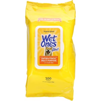 Natte luiers, voor huisdieren!, Antibacteriële multifunctionele doekjes voor honden, Tropical Splash, 100 stuks yellow