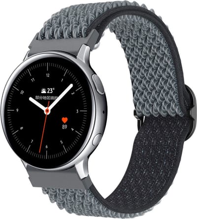 Cadorabo Nylon bandje met metalen sluiting 20mm geschikt voor Samsung Galaxy Watch 42mm / 3 / 4 / 5 in GRIJS - Vervangingsmanchet geschikt voor Huawei Watch 2 geschikt voor Nokia Steel geschikt voor LG Watch Sport enz.