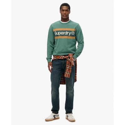 Superdry - Core Logo relaxt gestreept sweatshirt met ronde hals - Heren - Truien