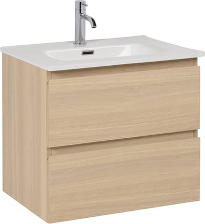 Saqu Arvid badmeubel incl. keramische wastafel 60x47x57cm naturel eiken
