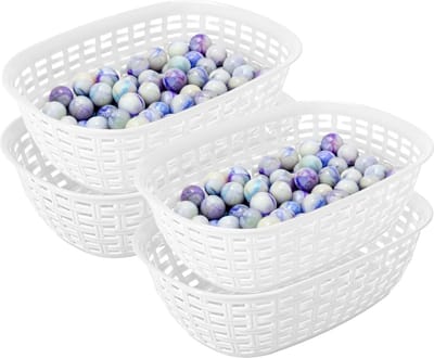 Hega Hogar Opbergmandje/kastmandje - 4x - wit - 3 liter - kunststof - 21 x 30 x 7 cm - kleine opslag bakjes - manden