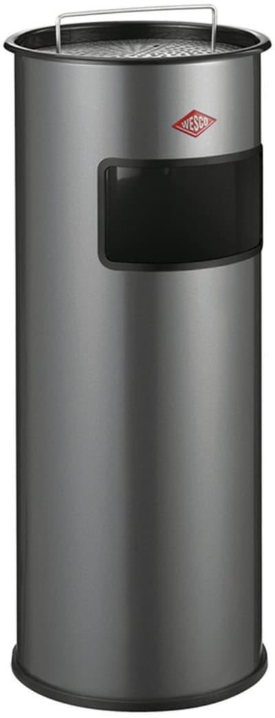 WESCO Staande Asbak met zeef zonder inzet | 50 Liter | Metaal - Zilver | Afvalbak met Asbak Staand - Made in Germany