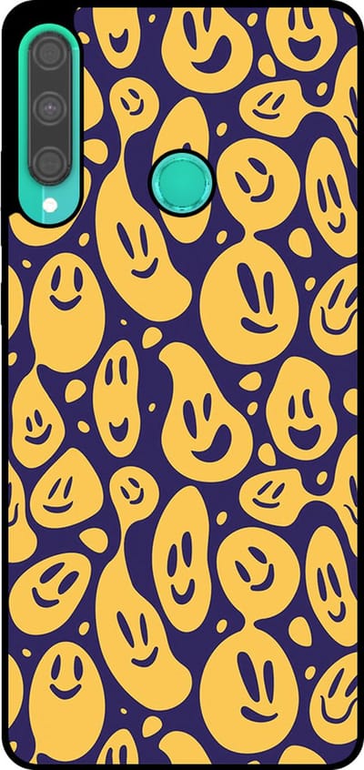Smartphonica Telefoonhoesje Geschikt voor Huawei P40 Lite E met smiley opdruk - TPU backcover case emoji design - Paars Geel geschikt voor Huawei P40 Lite E