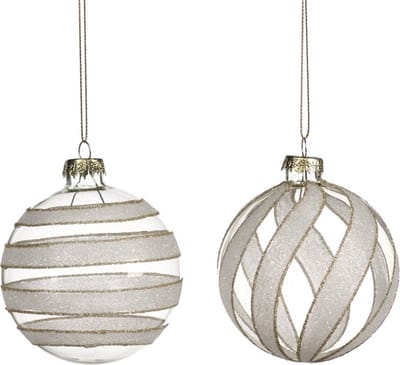 Goodwill Kerstbal Glas Wit D 8 cm Voordeelass. Per 2 Stuks