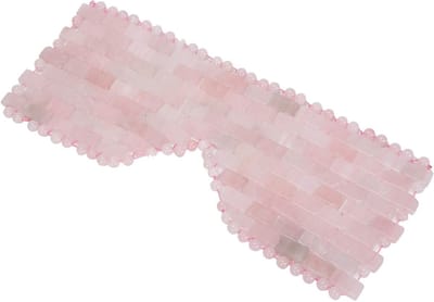 Jade Oogmasker en Gezichtsmassager voor Vermoeide Ogen, Donkere Kringen en Opgezwollen Ogen - Natuurlijke Koelsteen Therapie met Roze Kristal