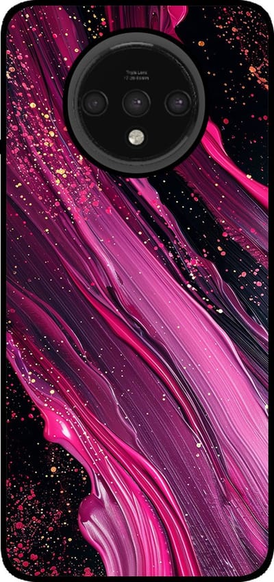 Smartphonica Telefoonhoesje Geschikt voor OnePlus 7T met marmer opdruk - TPU backcover case marble design - Paars Roze geschikt voor OnePlus 7T