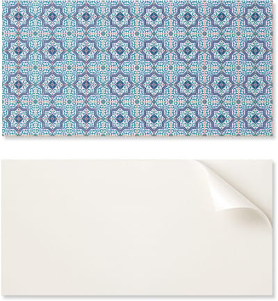 Zelfklevend decoratief vinylpaneel met print, 100x50 cm, tegelpatroon met ornamenten.