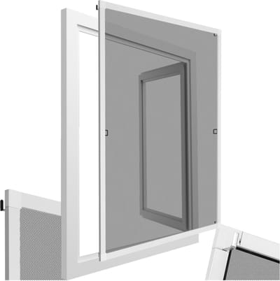 tectake® Inzethor - Raamhor- 100 x 120 cm - Aluminium Kozijn - Voor Raamkozijnen, op maat verstelbaar zonder boren en schroeven - Muggengaas - Wit