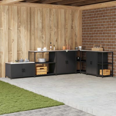 vidaXL - Keukenplankeenheid - HATTEM - Zwart - 90 - x - 50 - x - 92 - cm - Staal