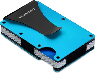 Walletstreet Premium R33 Pasjeshouder\Creditcardhouder - minimaal 15 pasjes inclusief Geld Clip voor al uw Biljetten-RFID Anti Skim Technologie- Blue