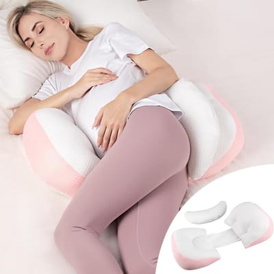 Dailygoods- Zwangerschapskussen Verstelbaar - Zijslaapkussen - Lichaamskussen - Ademend - Draagbaar - Roze - Slapenkussen