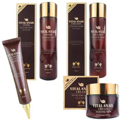 Christian Dean Vital Snail 4-delige Huidverzorgingsset – Toner, Emulsie, Voedende Crème & Oogcrème 4-Piece Skincare Set black
