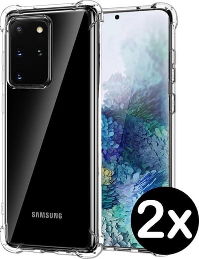 Hoesje - 2 Stuks - Geschikt voor Samsung Galaxy S20 Plus - Sterk & Shockproof - Siliconen Case - Back Cover - Telefoon Hoes Shock Proof - Telefoonhoesjes - Transparant