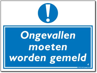 Ongevallen melden bord - Aluminium - 30 x 40 cm