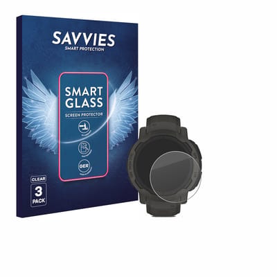 3 Stuks Savvies Screenprotector - geschikt voor Garmin Instinct 2 Solar - beschermfolie glas transparant