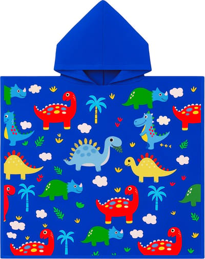 JAXY - Badcape Baby met Capuchon – Zachte Sneldrogende Badponcho Kind – Microvezel Poncho Handdoek voor Meisje & Jongen – Strandponcho voor Kinderen - Dino's