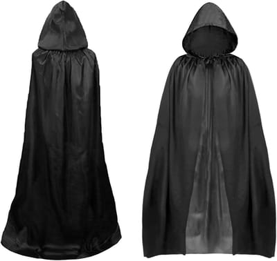 Hooded Halloween Cape voor Carnaval, Gothic Vampier Kostuum, Lange Zwarte Mantel met Kap voor Feestjes
