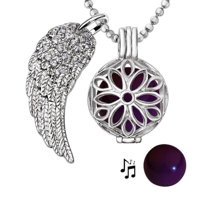 Engelenroeper 18mm Bolhouder met Ketting 90cm en Bolletje - Dames - Zilverkleurig Bloem - EBS18120