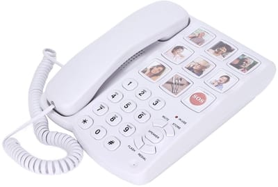 Cosensi - Dailygoody - Grote knop telefoon voor bureau - Vaste telefoon met luidspreker - Geschikt voor senioren - Versterkt fotogeheugen - Desk phone met snelk...