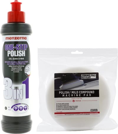 Menzerna 3 in 1 One-step Polish 250 ml samen met Polishing pad 165 mm