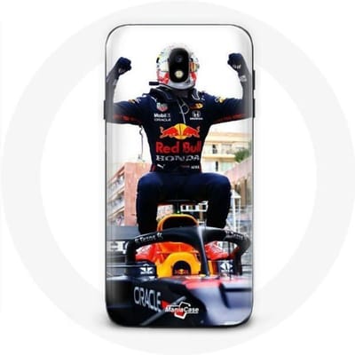 Samsung Galaxy J3 2017 hoesje Verstappen F1 coureur zwart rood en geel