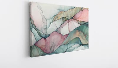 Saammp Canvas Schilderij - Marmer - Kunst - Groen - Abstracte wanddecoratie- 40x30 - Foto op canvas - Wanddecoratie - Muurdecoratie Woonkamer - Kantoor Decoratie