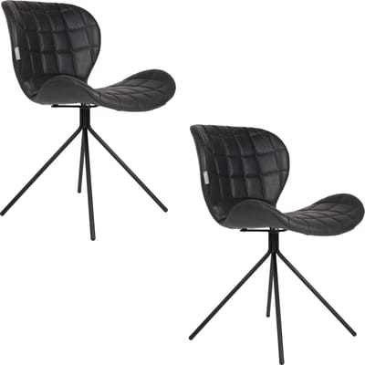 Zuiver OMG LL Eetkamerstoelen Zwart - Set van 2
