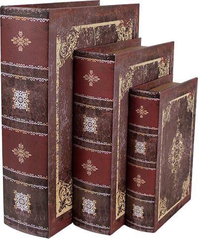 Clayre & Eef Opbergdoos Set van 3 Boeken 27/22/17 cm Bruin Hout