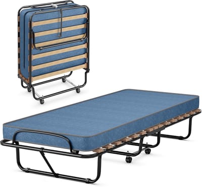 Gastenbed - Opklapbed - Extra Slaapplaats - Inclusief Matras - 80 x 190 cm - Blauw