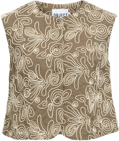 Object Gilet Objkerry S/l Re Vest 144 23048655 Morel/sandshell Embroidery Dames Maat - 36