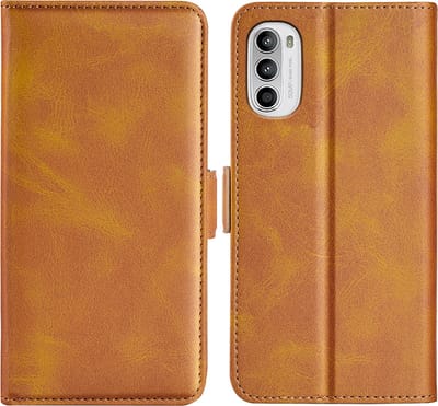 MobyDefend Hoesje - Geschikt voor Motorola Moto G52 - Luxe Wallet Book Case (Sluiting Zijkant) - Lichtbruin