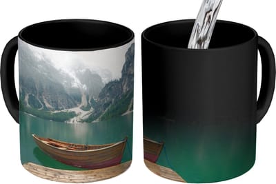 Magische Mok - Foto op Warmte Mokken - Koffiemok - Mist - Sneeuw - Berg - Boot - Magic Mok - Beker - 350 ML - Theemok