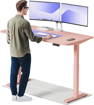 Desktronic HomeOne Zit-sta Bureau Elektrisch In Hoogte Verstelbaar, 160x80 cm Roze/Roze, Stille Dubbele Motor, Hoogte 72-119cm