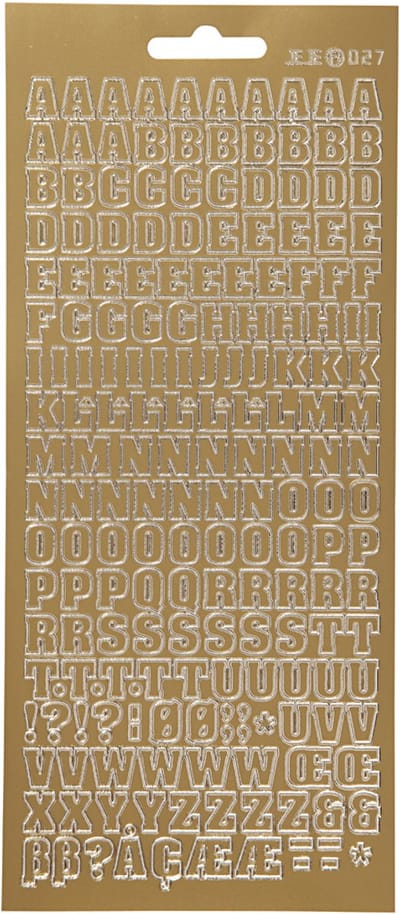 Stickers, alfabet, vel 10x23 cm, goud, 1 vel